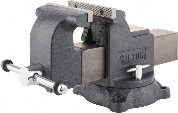 Wilton - 6" Jaw Width x 6" Jaw Opening Capacity, 3-1/2" Throat Depth, Bench & Pipe Combination Vise - 5/8 to 2-1/2" Pipe Capacity, Swivel Base, Bolt Down Attachment, Ductile Iron - Exact Tooling