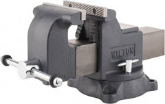 Wilton - 6" Jaw Width x 6" Jaw Opening Capacity, 3-1/2" Throat Depth, Bench & Pipe Combination Vise - 5/8 to 2-1/2" Pipe Capacity, Swivel Base, Bolt Down Attachment, Ductile Iron - Exact Tooling