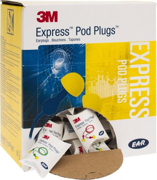 3M - Disposable, Corded, 25 dB Earplugs - Yellow, 100 Pairs - Exact Tooling