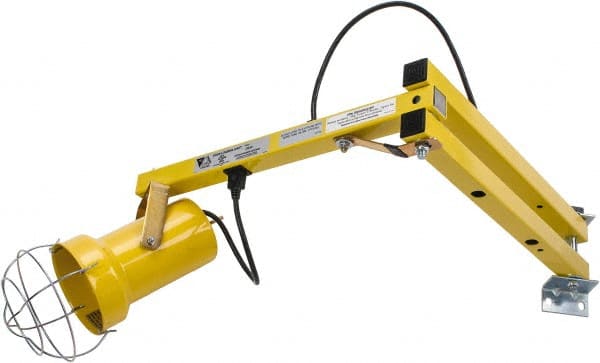 Made in USA - 40 Inch, Pivot Friction, Wall Mounted, Incandescent, Yellow, Dock Light - 100 Watt, 110 Volt, Nonmagnifying - Exact Tooling