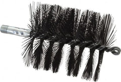 Schaefer Brush - 4-1/2" Brush Length, 4" Diam, Double Stem, Single Spiral Flue Brush - 7-1/2" Long, Tempered Steel Wire, 1/4" NPSM Male Connection - Exact Tooling