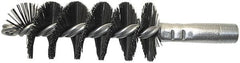 Schaefer Brush - 4-1/2" Brush Length, 2-1/4" Diam, Extra Heavy Filled Double Stem, Single Spiral Flue Brush - 7-1/2" Long, Tempered Steel Wire, 3/8" NPSM Male Connection - Exact Tooling
