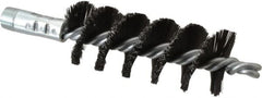 Schaefer Brush - 4-1/2" Brush Length, 1-3/4" Diam, Extra Heavy Filled Double Stem, Single Spiral Flue Brush - 7-1/2" Long, Tempered Steel Wire, 3/8" NPSM Male Connection - Exact Tooling