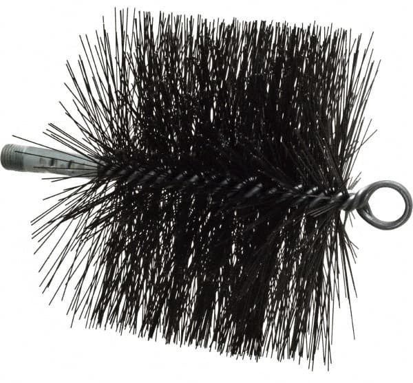 Schaefer Brush - 4-1/2" Brush Length, 6" Diam, Double Stem, Double Spiral Tube Brush - 7-1/2" Long, Tempered Steel Wire, 1/4" NPT Male Connection - Exact Tooling