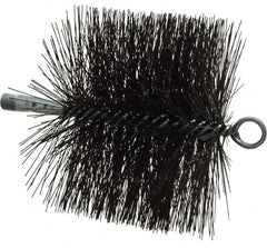 Schaefer Brush - 4-1/2" Brush Length, 6" Diam, Double Stem, Double Spiral Tube Brush - 7-1/2" Long, Tempered Steel Wire, 1/4" NPT Male Connection - Exact Tooling