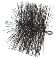 Schaefer Brush - 4-1/2" Brush Length, 8" Diam, Double Stem, Double Spiral Tube Brush - 7-1/2" Long, Tempered Steel Wire, 1/4" NPT Male Connection - Exact Tooling
