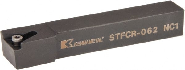 Kennametal - STFC, Right Hand Cut, 0° Lead Angle, 3/8" Shank Height x 3/8" Shank Width, Neutral Rake Indexable Turning Toolholder - 2-1/2" OAL, TC..21.5. Insert Compatibility, Series Screw-On - Exact Tooling