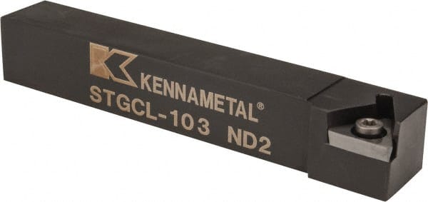 Kennametal - STGC, Left Hand Cut, 0° Lead Angle, 5/8" Shank Height x 5/8" Shank Width, Neutral Rake Indexable Turning Toolholder - 4" OAL, TC..32.5. Insert Compatibility, Series Screw-On - Exact Tooling