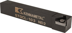 Kennametal - STGC, Left Hand Cut, 0° Lead Angle, 5/8" Shank Height x 5/8" Shank Width, Neutral Rake Indexable Turning Toolholder - 4" OAL, TC..32.5. Insert Compatibility, Series Screw-On - Exact Tooling