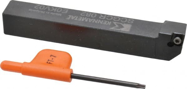 Kennametal - SCGC, Right Hand Cut, 0° Lead Angle, 1/2" Shank Height x 1/2" Shank Width, Neutral Rake Indexable Turning Toolholder - 3-1/2" OAL, CC..21.5. Insert Compatibility, Series Screw-On - Exact Tooling