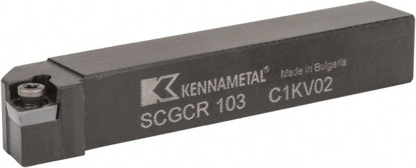 Kennametal - SCGC, Right Hand Cut, 0° Lead Angle, 5/8" Shank Height x 5/8" Shank Width, Neutral Rake Indexable Turning Toolholder - 4" OAL, CP..32.5. Insert Compatibility, Series Screw-On - Exact Tooling