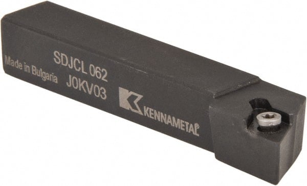 Kennametal - SDJC, Left Hand Cut, 3° Lead Angle, 3/8" Shank Height x 3/8" Shank Width, Neutral Rake Indexable Turning Toolholder - 2-1/2" OAL, DC..21.5. Insert Compatibility, Series Screw-On - Exact Tooling
