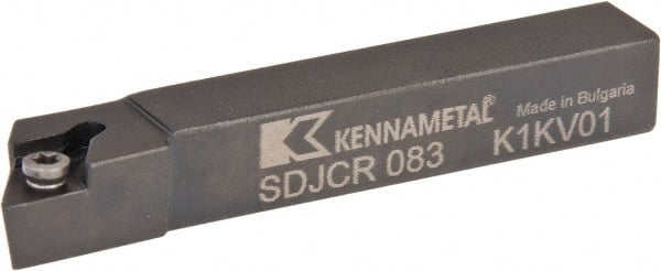Kennametal - SDJC, Right Hand Cut, 3° Lead Angle, 1/2" Shank Height x 1/2" Shank Width, Neutral Rake Indexable Turning Toolholder - 3-1/2" OAL, DC..32.5. Insert Compatibility, Series Screw-On - Exact Tooling