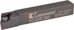Kennametal - SDJC, Right Hand Cut, 3° Lead Angle, 1/2" Shank Height x 1/2" Shank Width, Neutral Rake Indexable Turning Toolholder - 3-1/2" OAL, DC..32.5. Insert Compatibility, Series Screw-On - Exact Tooling