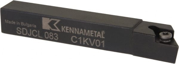 Kennametal - SDJC, Left Hand Cut, 3° Lead Angle, 1/2" Shank Height x 1/2" Shank Width, Neutral Rake Indexable Turning Toolholder - 3-1/2" OAL, DC..32.5. Insert Compatibility, Series Screw-On - Exact Tooling