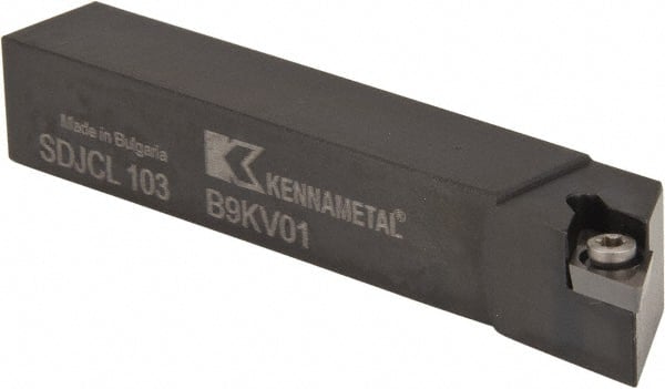 Kennametal - SDJC, Left Hand Cut, 3° Lead Angle, 5/8" Shank Height x 5/8" Shank Width, Neutral Rake Indexable Turning Toolholder - 4" OAL, DC..32.5. Insert Compatibility, Series Screw-On - Exact Tooling