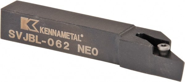 Kennametal - SVJB, Left Hand Cut, 3° Lead Angle, 3/8" Shank Height x 3/8" Shank Width, Neutral Rake Indexable Turning Toolholder - 2-1/2" OAL, VB..22. Insert Compatibility, Series Screw-On - Exact Tooling