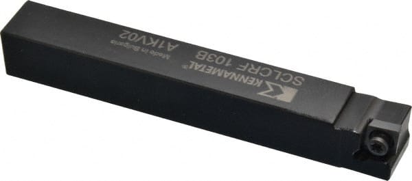 Kennametal - SCLC, Right Hand Cut, 5° Lead Angle, 5/8" Shank Height x 5/8" Shank Width, Neutral Rake Indexable Turning Toolholder - 4-1/2" OAL, CC..32.5. Insert Compatibility, Series Screw-On - Exact Tooling