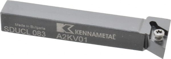 Kennametal - SDUC, Left Hand Cut, 3° Lead Angle, 1/2" Shank Height x 1/2" Shank Width, Neutral Rake Indexable Turning Toolholder - 3-1/2" OAL, DC..32.5. Insert Compatibility, Series Screw-On - Exact Tooling