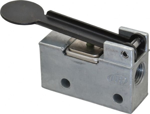 ARO/Ingersoll-Rand - 0.195 CV Rate & 7.5 CFM 3 Way Air Valve - Fingertip Lever, Spring Return, 150 Max psi - Exact Tooling