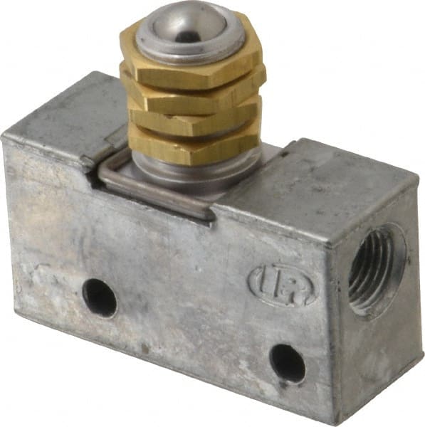 ARO/Ingersoll-Rand - 0.195 CV Rate & 7.5 CFM 3 Way Air Valve - Ball Roller, Spring Return, 150 Max psi - Exact Tooling