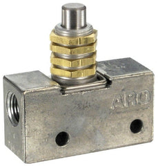 ARO/Ingersoll-Rand - 0.195 CV Rate & 7.5 CFM 3 Way Air Valve - Straight Plunger, Spring Return, 150 Max psi - Exact Tooling
