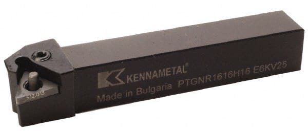 Kennametal - PTGN, Left Hand Cut, 0° Lead Angle, 25mm Shank Height x 25mm Shank Width, Negative Rake Indexable Turning Toolholder - 150mm OAL, TN..1604.. Insert Compatibility, Series Kenlever - Exact Tooling