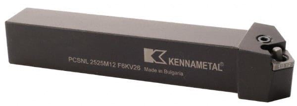 Kennametal - PCSN, Right Hand Cut, 45° Lead Angle, 25mm Shank Height x 25mm Shank Width, Negative Rake Indexable Turning Toolholder - 150mm OAL, CN..1204.. Insert Compatibility, Series Kenlever - Exact Tooling