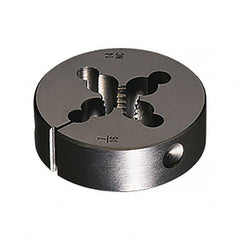 Vermont Tap & Die - M8x1.25 Metric Coarse Thread, 1" Outside Diam High Speed Steel Round Die - 3/8" Thick, Right Hand Thread, Series 2290M, Adjustable - Exact Tooling