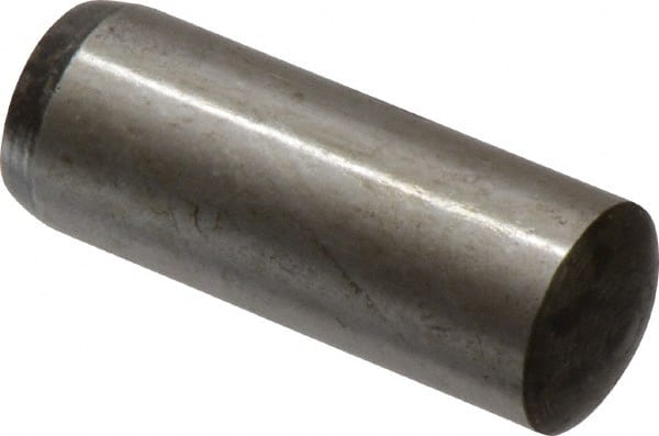 Value Collection - 16mm Diam x 45mm Pin Length Alloy Steel Standard Dowel Pin - C 58-62 Hardness, 94,900 Lb Breaking Strength, 1 Rounded End - Exact Tooling