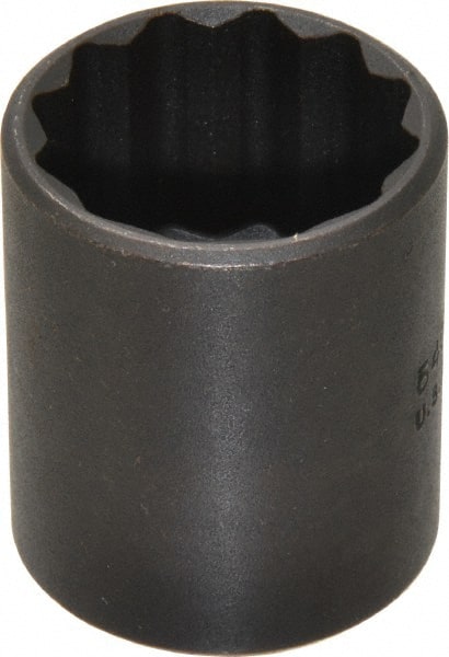 Proto - 1", 1/2" Drive, Standard Hand Socket - 12 Points, 1-9/16" OAL, Alloy Steel, Black Finish - Exact Tooling