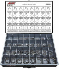 Value Collection - 665 Piece, 1/8 to 2", SpRing Assortment Steel, Snap External Retaining Ring Assortment - Includes Compartmented Case - Exact Tooling