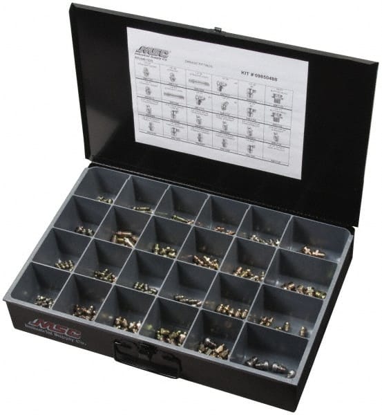 Value Collection - 250 Piece, Inch, Steel Grease Fitting Set - Exact Tooling