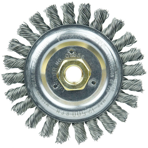 ‎Roughneck Jr. 5″ Filler Pass Weld Cleaning Brush, .023″ Steel Wire Fill, 5/8″-11 UNC Nut - Exact Tooling