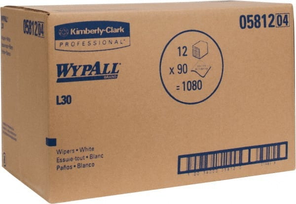 WypAll - L30 1/4 Fold General Purpose Wipes - Poly Pack, 13" x 12-1/2" Sheet Size, White - Exact Tooling
