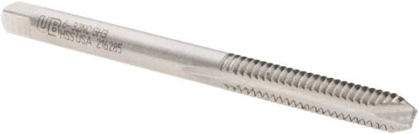 Union Butterfield - #6-32 UNC, 2 Flute, Bright Finish, High Speed Steel Spiral Point Tap - Bottoming Chamfer, Right Hand Thread, 2" OAL, 11/16" Thread Length, 0.141" Shank Diam, 2B/3B Class of Fit, Series 1534 - Exact Tooling