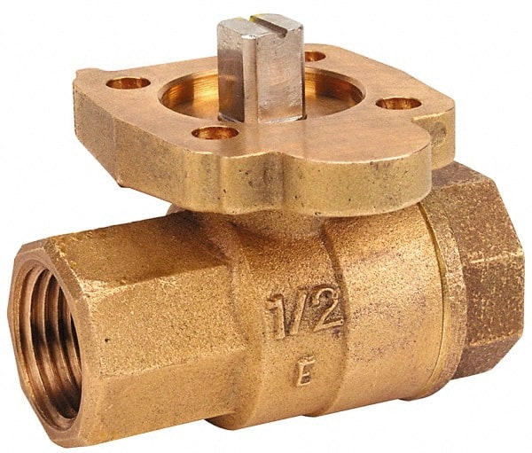 NIBCO - 1-1/2" Pipe, Full Port, Bronze Standard Ball Valve - 2 Piece, Inline - One Way Flow, FNPT x FNPT Ends, ISO Actuation Mount Handle, 600 WOG, 200 WSP - Exact Tooling