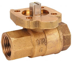 NIBCO - 1/2" Pipe, Full Port, Bronze Standard Ball Valve - 2 Piece, Inline - One Way Flow, FNPT x FNPT Ends, ISO Actuation Mount Handle, 600 WOG, 200 WSP - Exact Tooling