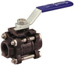 NIBCO - 1/4" Pipe, Full Port, Carbon Steel Standard Ball Valve - 3 Piece, Inline - One Way Flow, FNPT x FNPT Ends, Locking Lever Handle, 1,000 WOG - Exact Tooling
