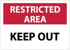 NMC - "Restricted Area - Keep Out", 10" Long x 14" Wide, Aluminum Safety Sign - Rectangle, 0.04" Thick, Use for Security & Admittance - Exact Tooling