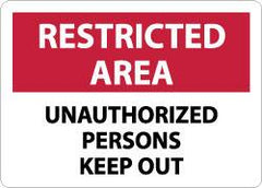 NMC - "Restricted Area - Unauthorized Persons Keep Out", 10" Long x 14" Wide, Rigid Plastic Safety Sign - Rectangle, 0.05" Thick, Use for Security & Admittance - Exact Tooling