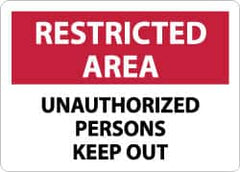 NMC - "Restricted Area - Unauthorized Persons Keep Out", 10" Long x 14" Wide, Aluminum Safety Sign - Rectangle, 0.04" Thick, Use for Security & Admittance - Exact Tooling