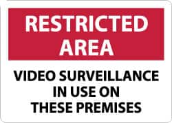 NMC - "Restricted Area - Video Surveillance in Use on These Premises", 10" Long x 14" Wide, Rigid Plastic Safety Sign - Rectangle, 0.05" Thick, Use for Security & Admittance - Exact Tooling
