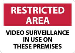 NMC - "Restricted Area - Video Surveillance in Use on These Premises", 10" Long x 14" Wide, Aluminum Safety Sign - Rectangle, 0.04" Thick, Use for Security & Admittance - Exact Tooling