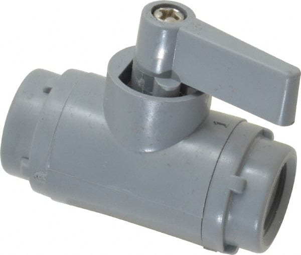 Specialty Mfr - 1/4" Pipe, PVC Standard Ball Valve - Inline - Two Way Flow, FNPT x FNPT Ends, Wedge Handle, 125 WOG - Exact Tooling