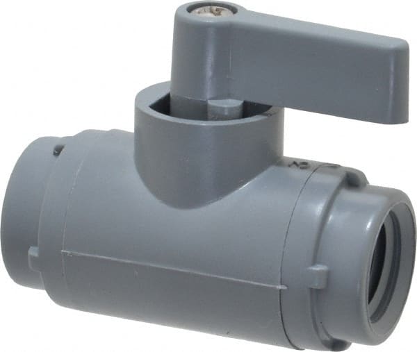 Specialty Mfr - 1/4" Pipe, PVC Standard Ball Valve - Inline - Two Way Flow, FNPT x FNPT Ends, Wedge Handle, 125 WOG - Exact Tooling