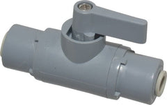 Specialty Mfr - 1/4" Pipe, PVC Standard Ball Valve - Inline - Two Way Flow, Push-to-Connect x Push-to-Connect Ends, Wedge Handle, 125 WOG - Exact Tooling