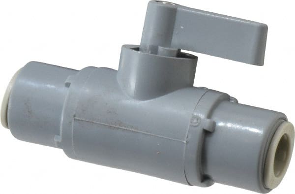 Specialty Mfr - 3/8" Pipe, PVC Standard Ball Valve - Inline - Two Way Flow, Push-to-Connect x Push-to-Connect Ends, Wedge Handle, 125 WOG - Exact Tooling