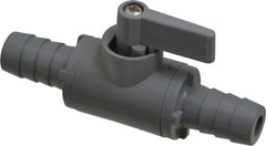 Specialty Mfr - 1/2" Pipe, PVC Standard Ball Valve - Inline - Two Way Flow, Barbed x Barbed Ends, Wedge Handle, 125 WOG - Exact Tooling