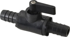 Specialty Mfr - 1/2" Pipe, Nylon Standard Ball Valve - Inline - Two Way Flow, Barbed x Barbed Ends, Wedge Handle, 125 WOG - Exact Tooling